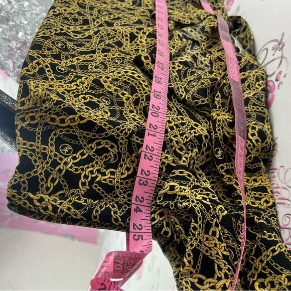 Michael Kors blouse chains βοΈβπ₯ link chain link Black Gold Chain Print Blouse - Picture 6 of 12